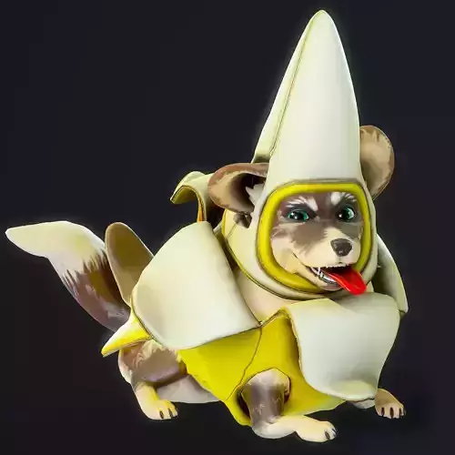 Cartoon Corgi Banana Costume Expansion Pack Low-poly 3D model