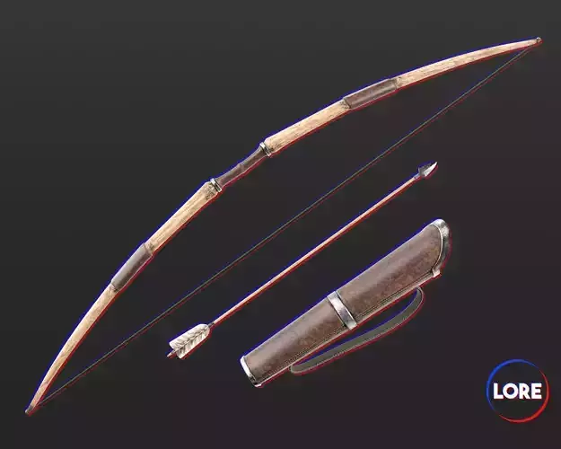 Medieval Knightly Weapon Bow and Arrow Low-poly 3D model