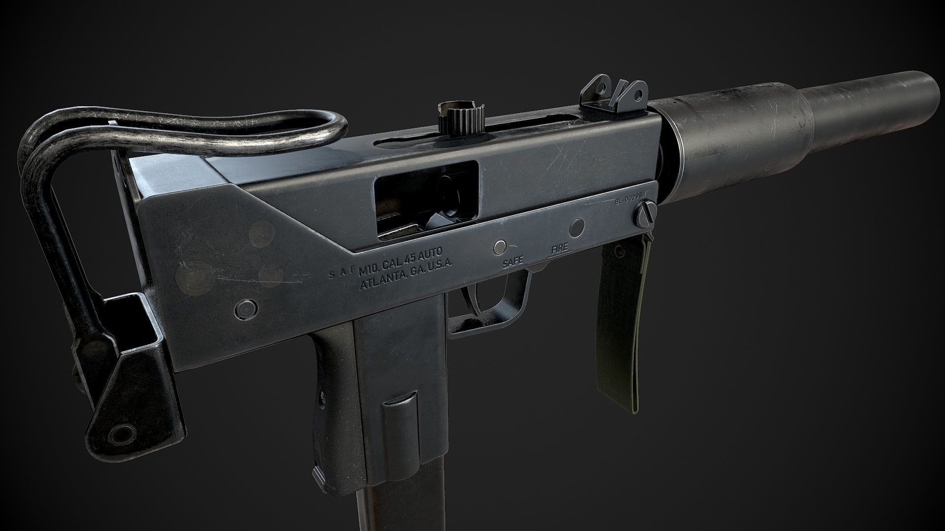 MAC-10 SMG Low-poly 3D model_3