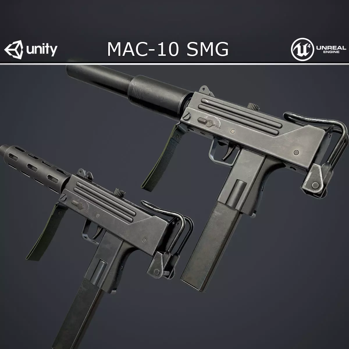 MAC-10 SMG Low-poly 3D model_0