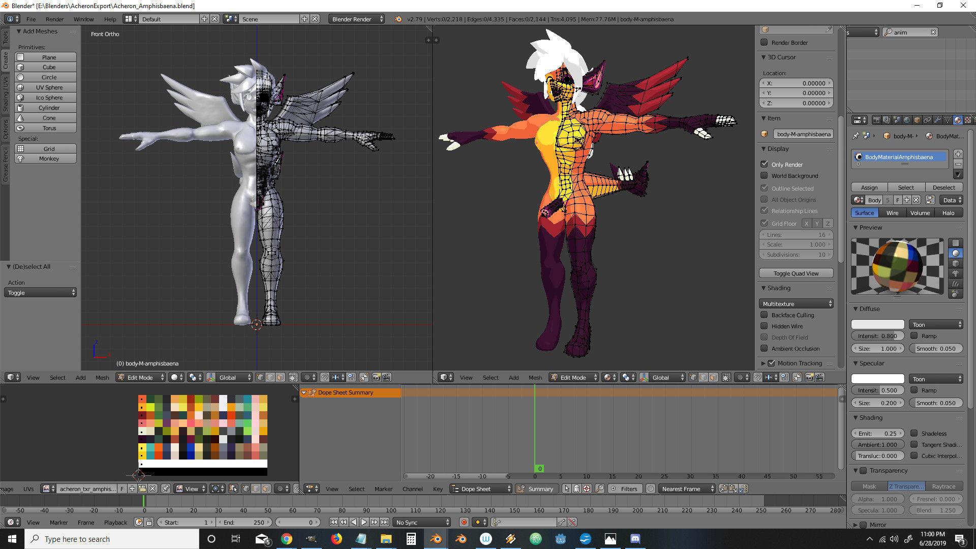 Acheron Amphisbaena Nude Low-poly 3D model_22