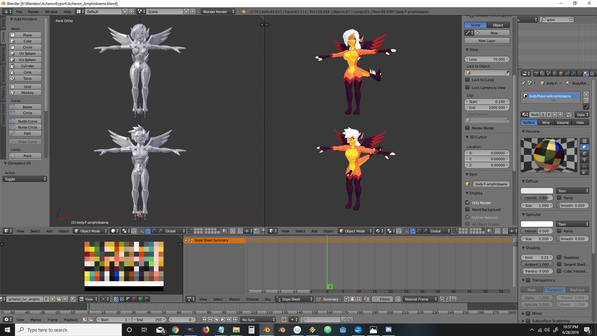 Acheron Amphisbaena Nude Low-poly 3D model_17