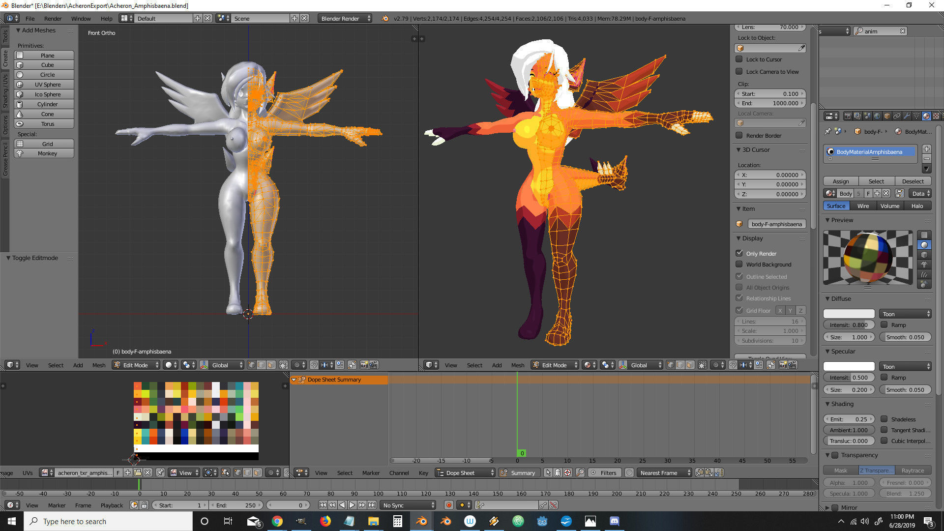 Acheron Amphisbaena Nude Low-poly 3D model_20