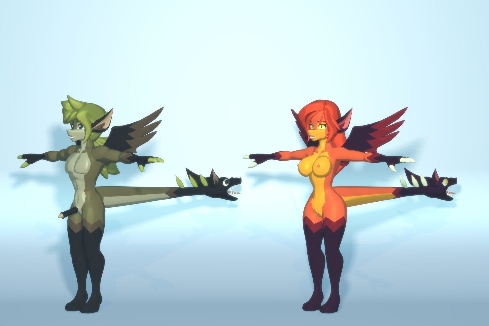 Acheron Amphisbaena Nude Low-poly 3D model_12