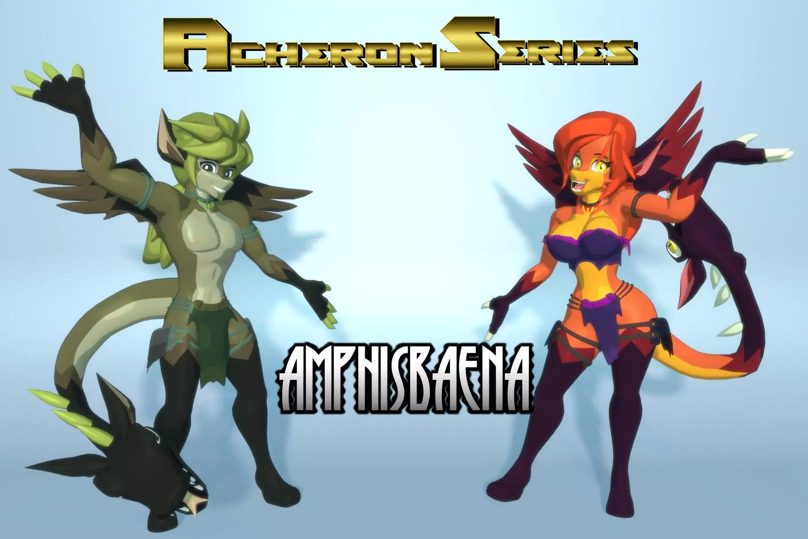 Acheron Amphisbaena Nude Low-poly 3D model_0