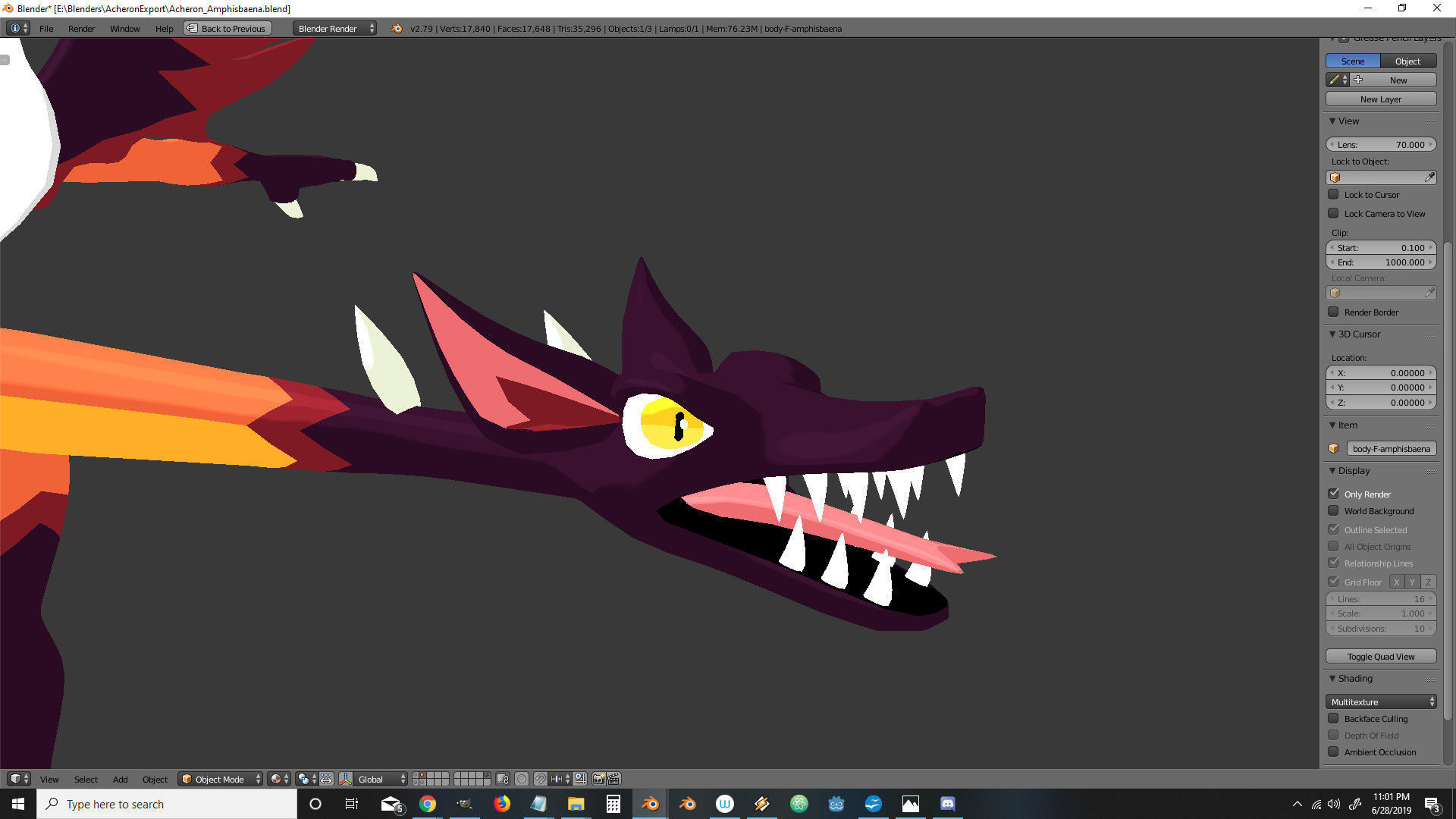 Acheron Amphisbaena Nude Low-poly 3D model_24