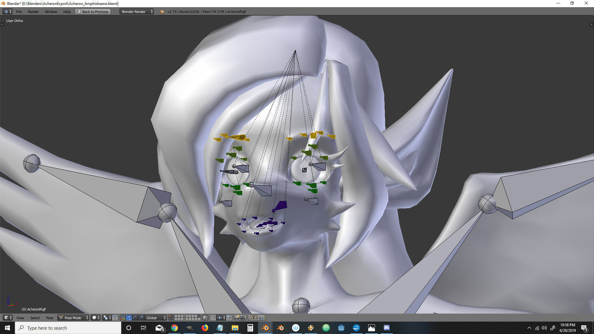 Acheron Amphisbaena Nude Low-poly 3D model_19