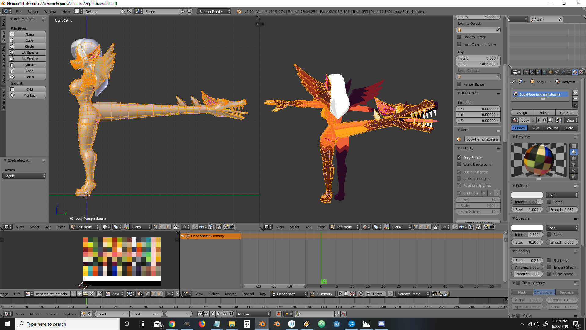 Acheron Amphisbaena Nude Low-poly 3D model_21