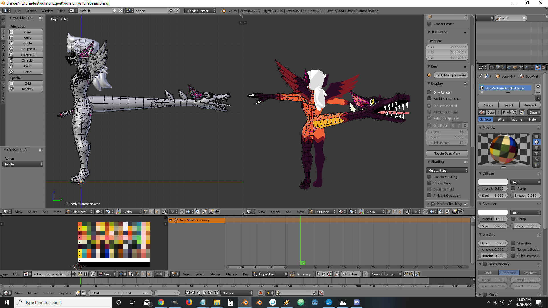 Acheron Amphisbaena Nude Low-poly 3D model_23