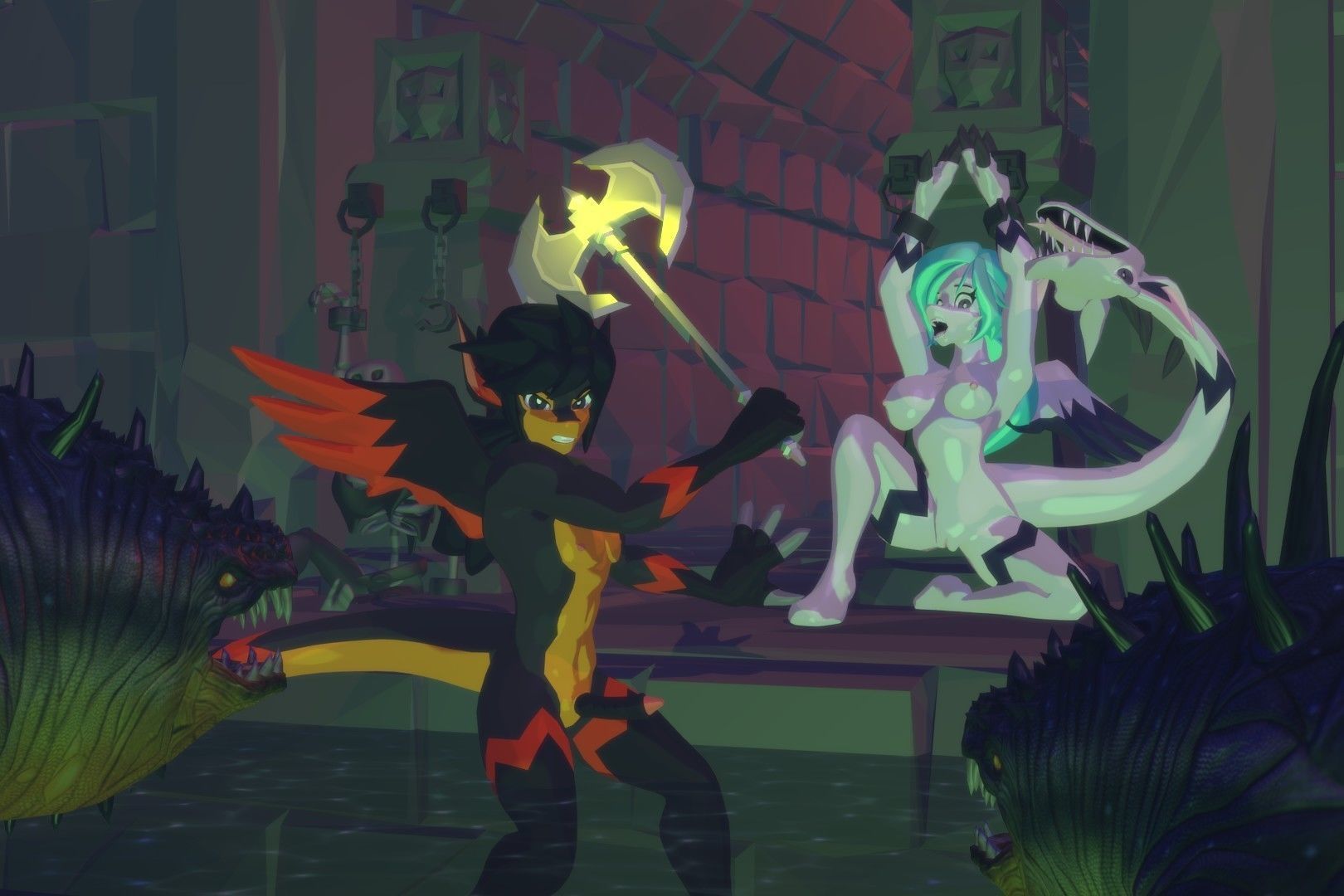 Acheron Amphisbaena Nude Low-poly 3D model_6