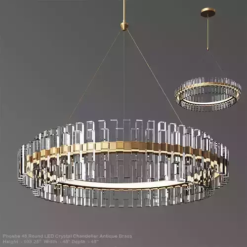 Phoebe 48 Round LED Crystal Chandelier Antique Brass
