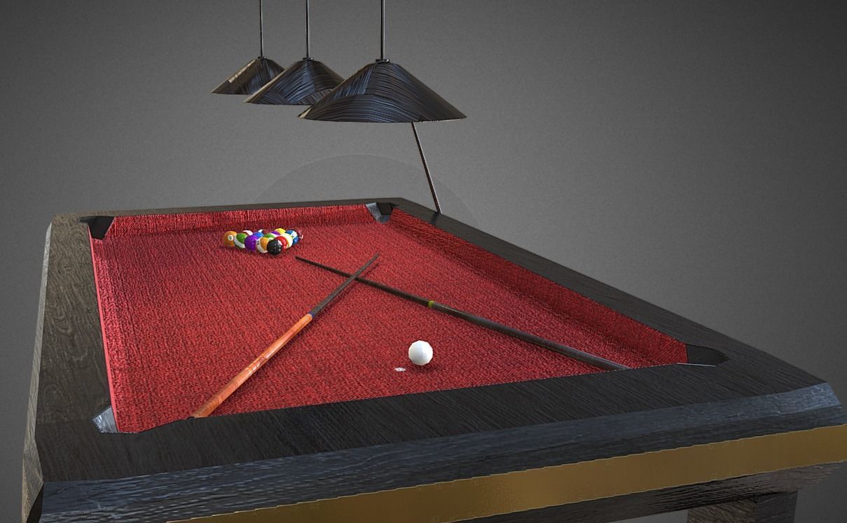 Luxury Pool Table Low-poly 3D model_1