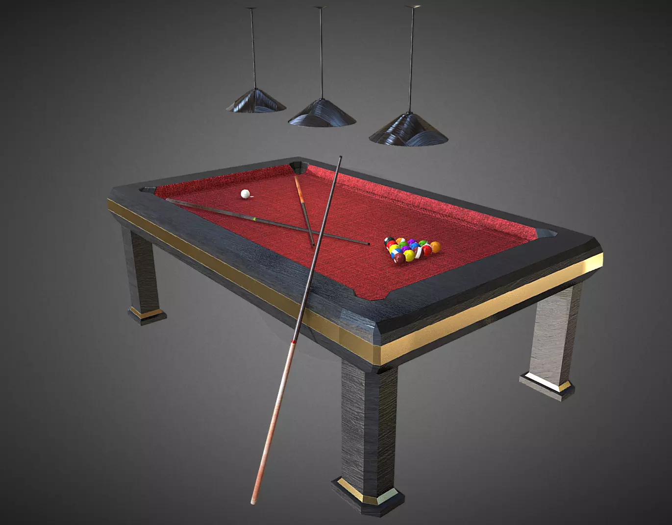 Luxury Pool Table Low-poly 3D model_0