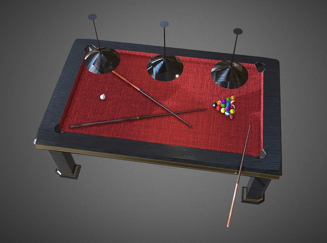Luxury Pool Table Low-poly 3D model_6