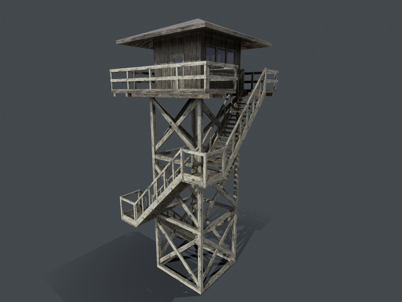 Modular Fire lookout tower PBR Low-poly 3D model_9