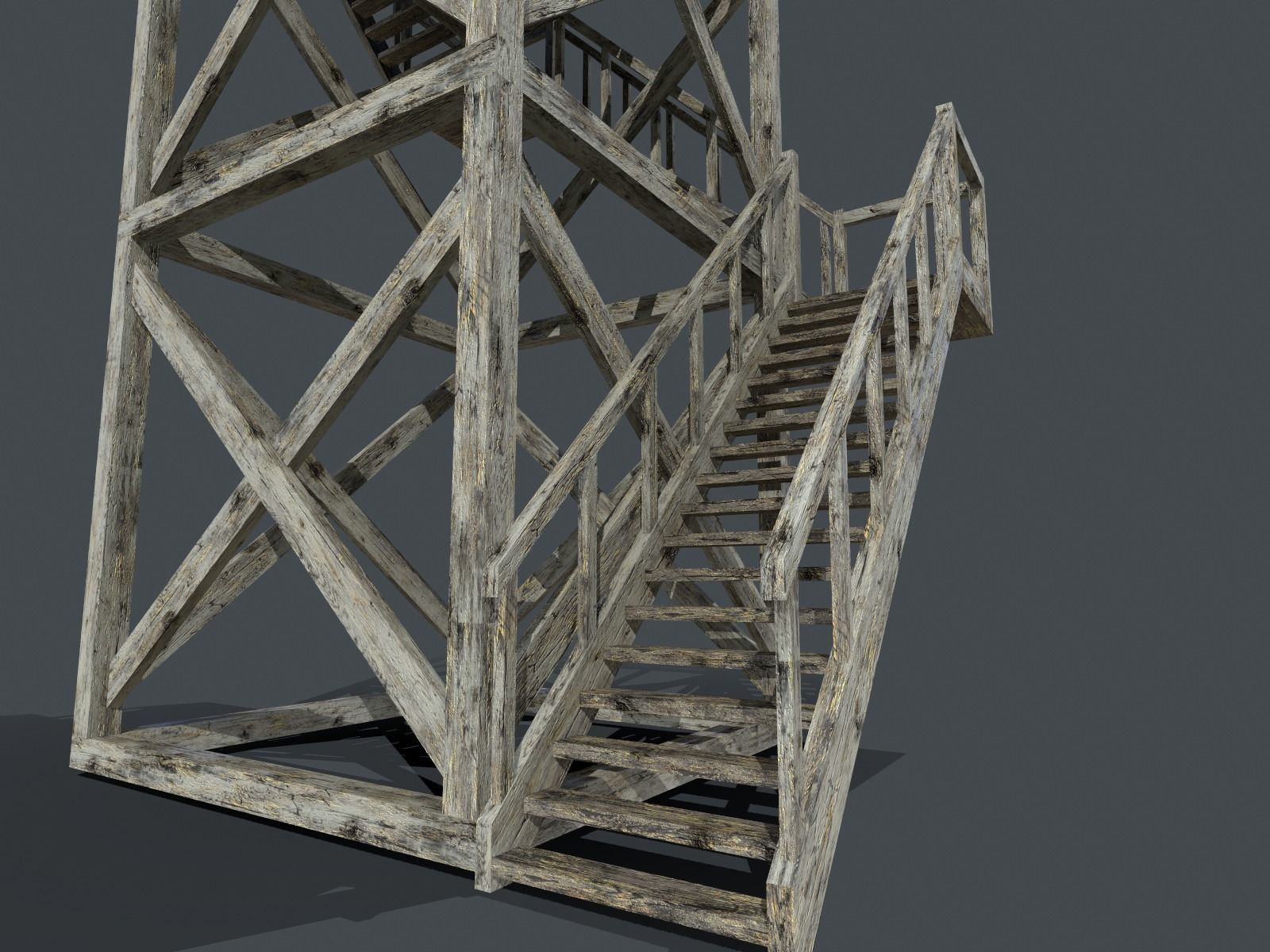 Modular Fire lookout tower PBR Low-poly 3D model_12