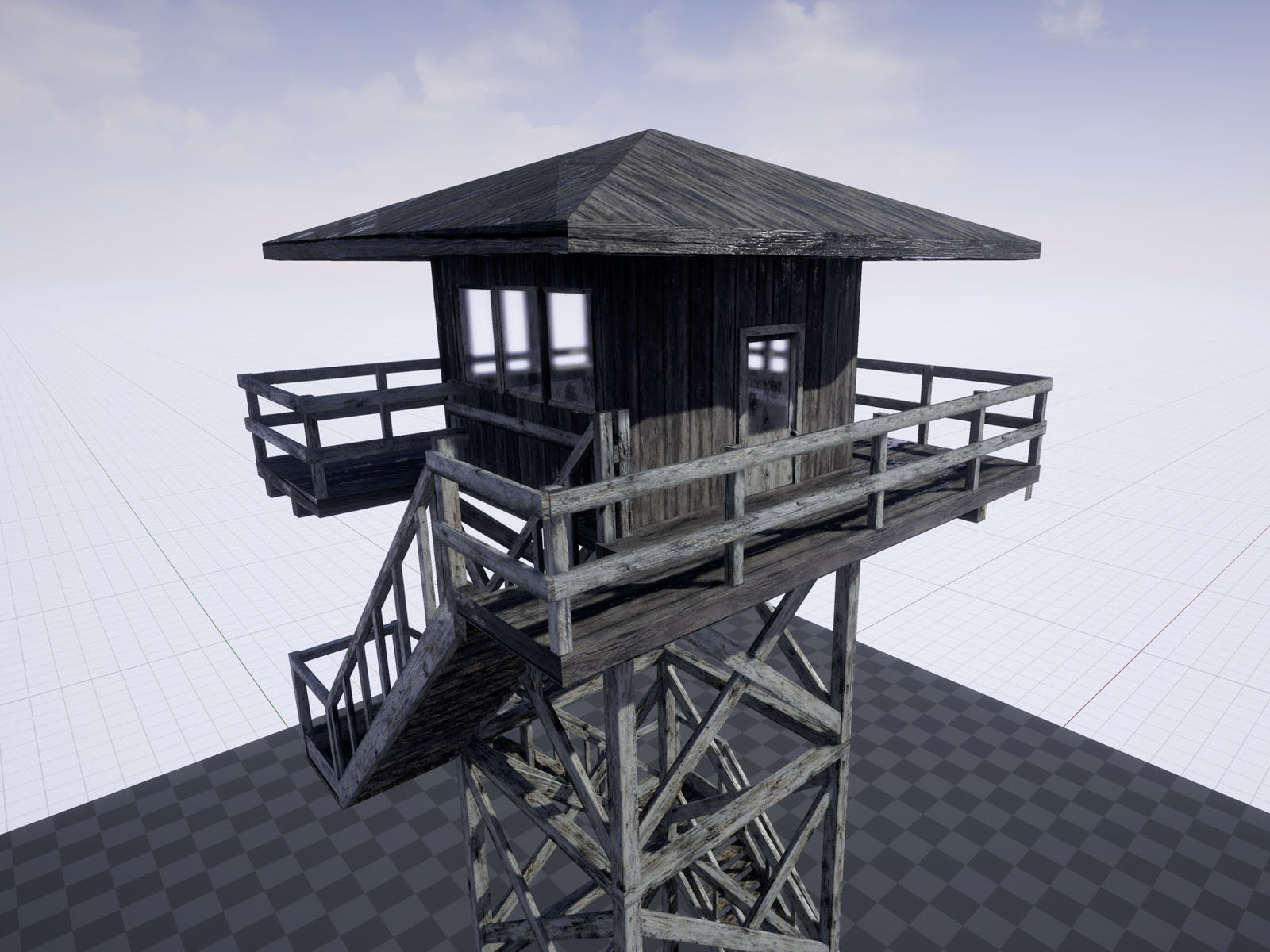 Modular Fire lookout tower PBR Low-poly 3D model_5