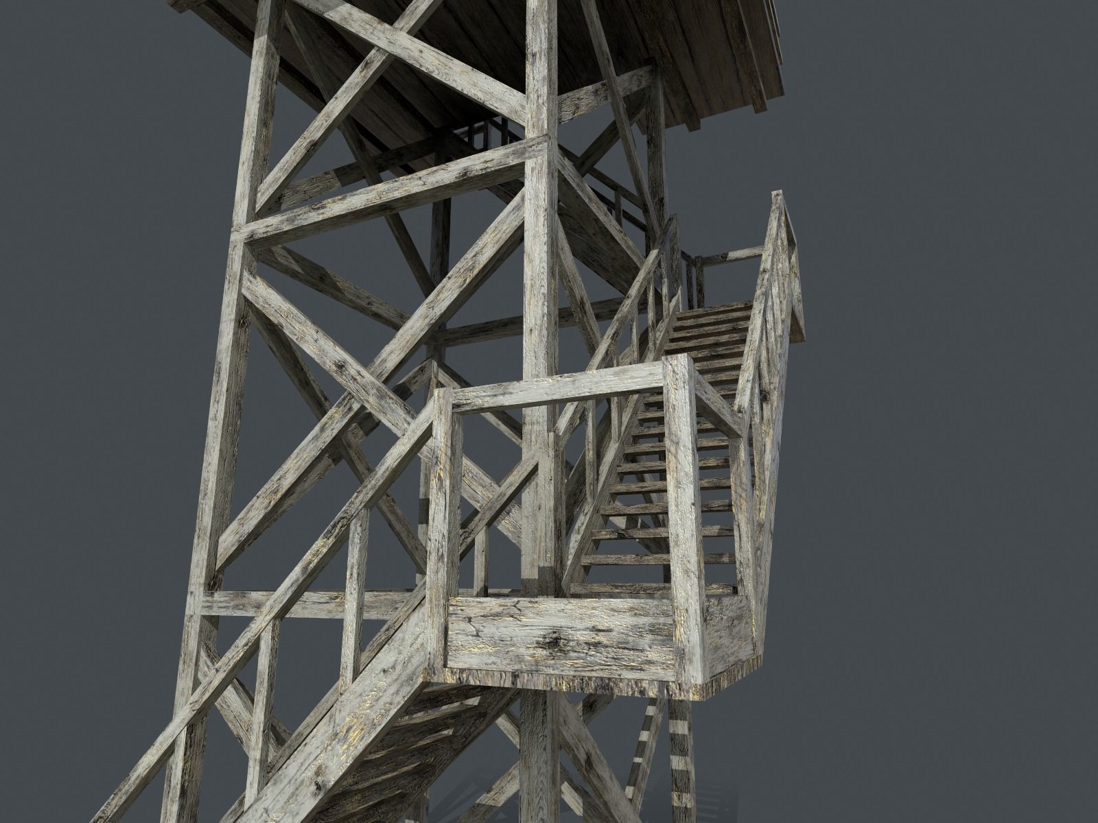 Modular Fire lookout tower PBR Low-poly 3D model_13
