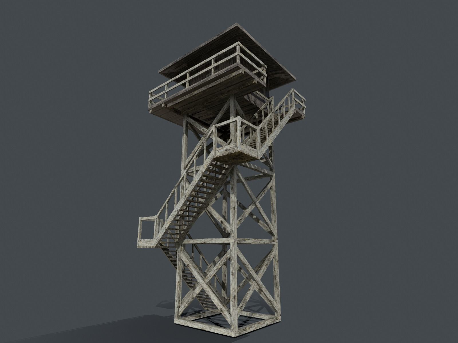 Modular Fire lookout tower PBR Low-poly 3D model_15