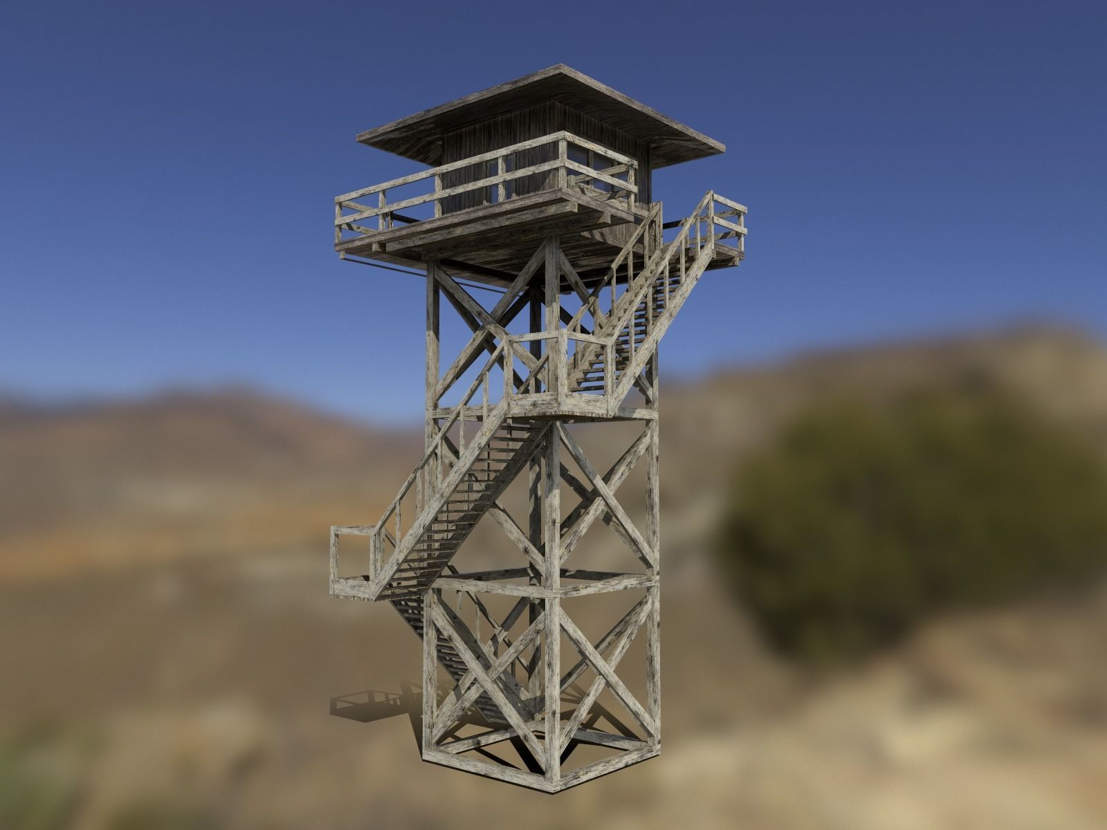Modular Fire lookout tower PBR Low-poly 3D model_1