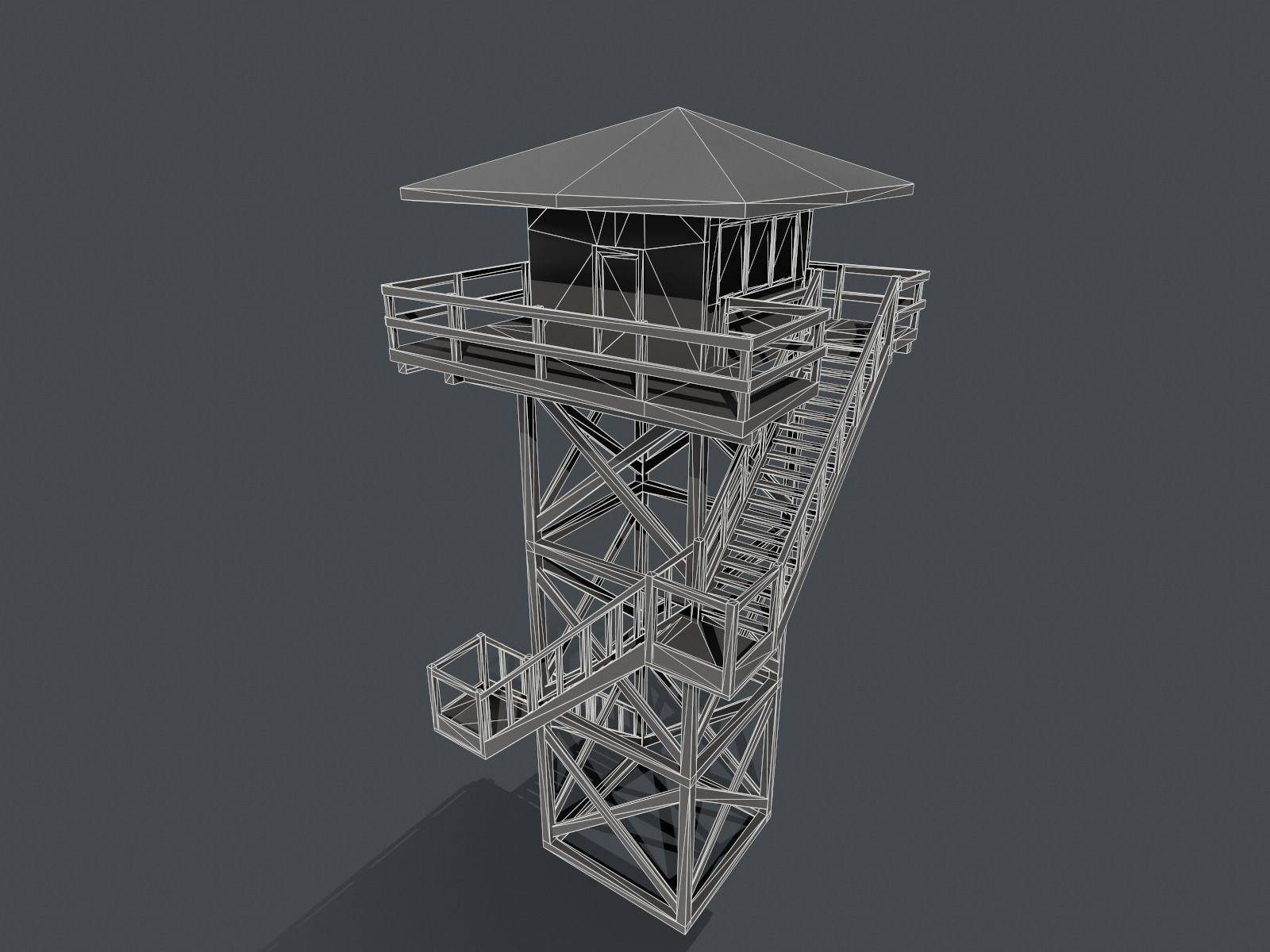 Modular Fire lookout tower PBR Low-poly 3D model_16