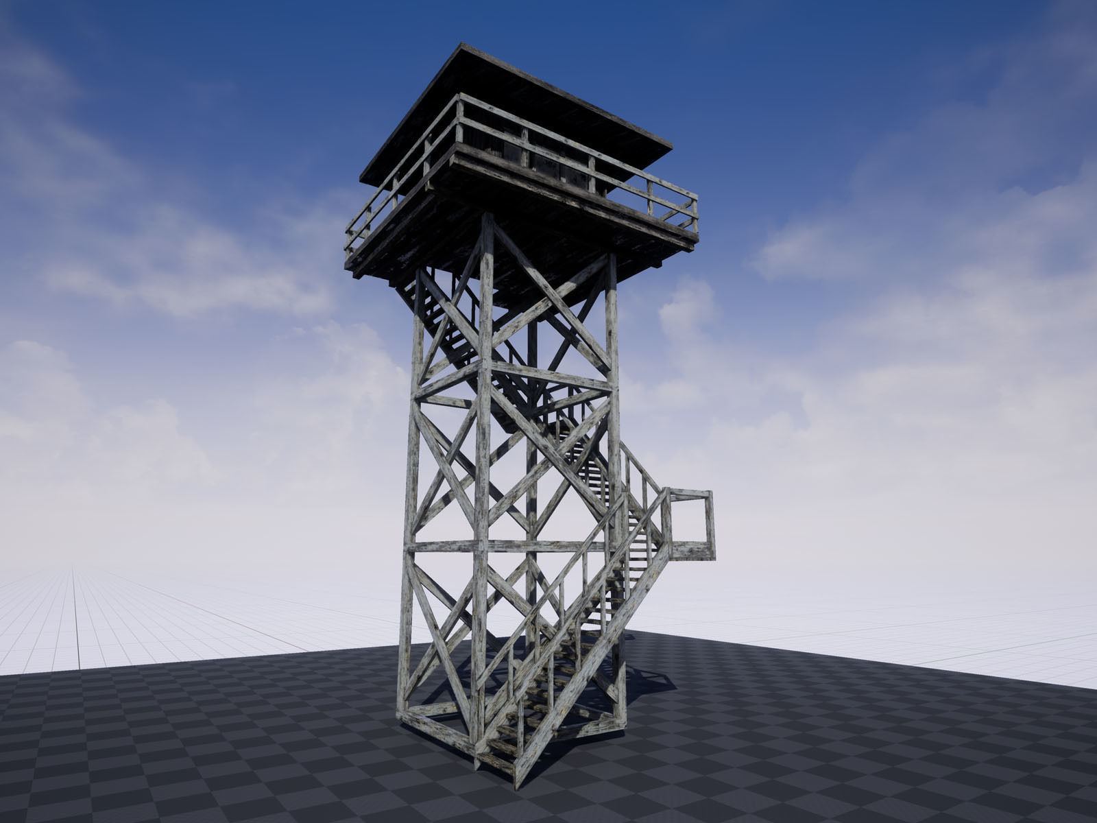 Modular Fire lookout tower PBR Low-poly 3D model_4