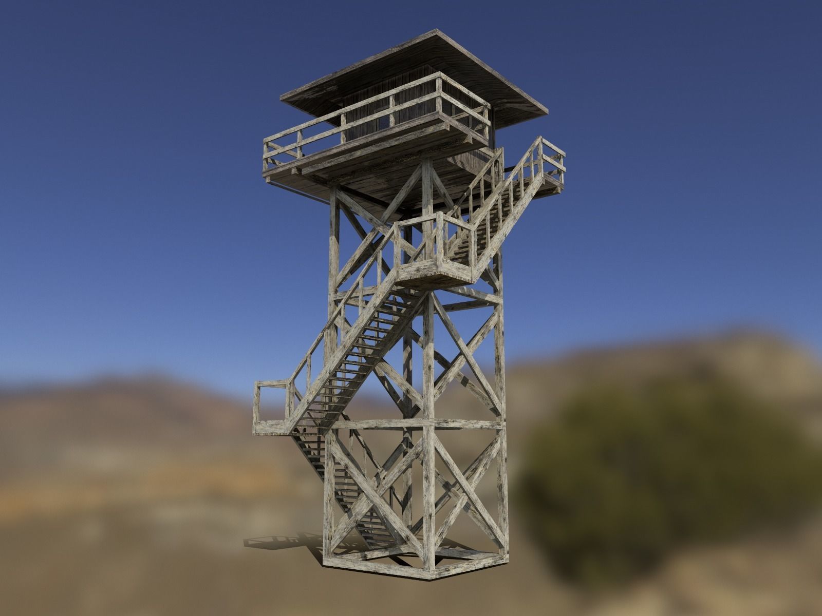 Modular Fire lookout tower PBR Low-poly 3D model_6