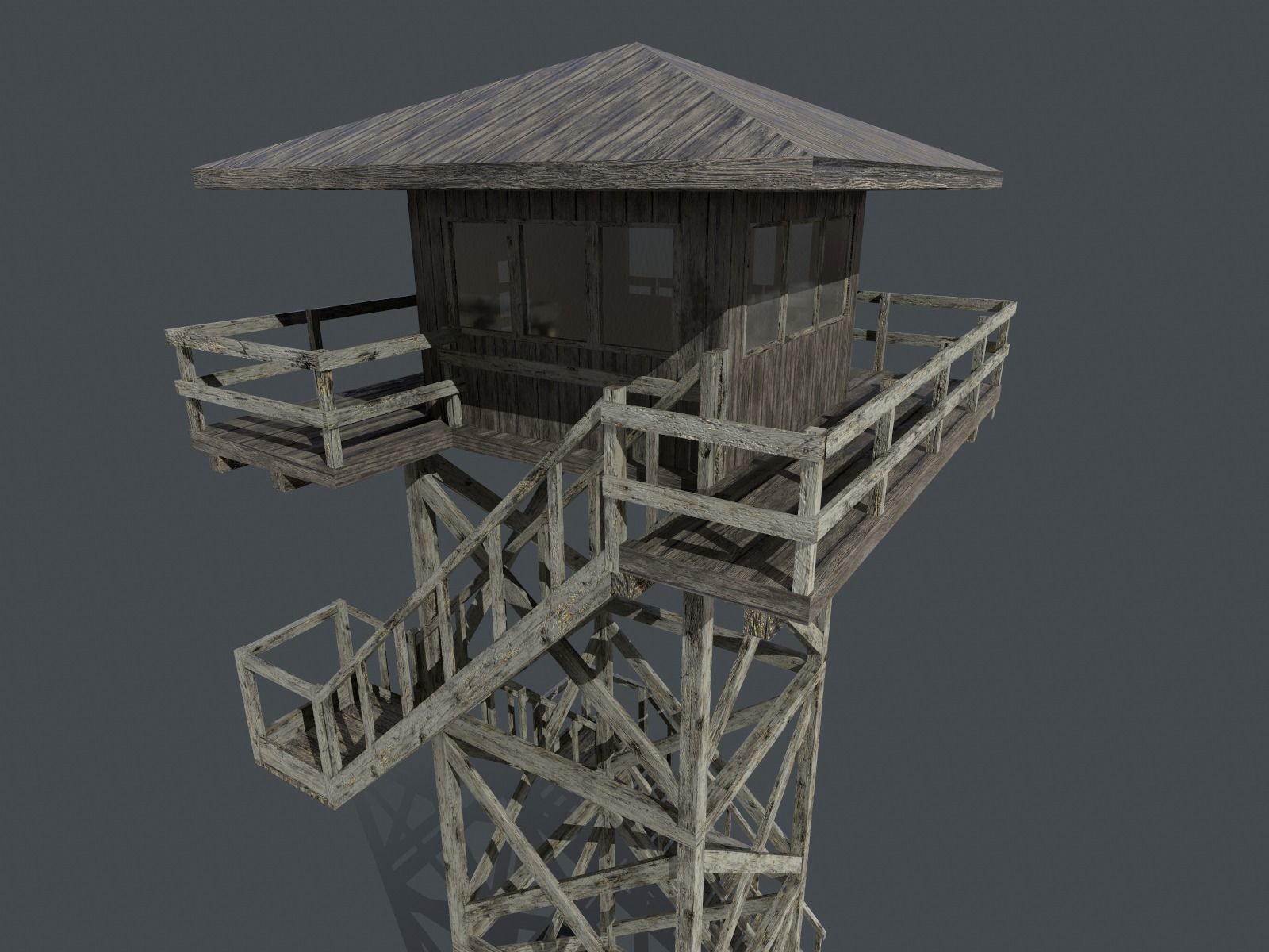 Modular Fire lookout tower PBR Low-poly 3D model_14