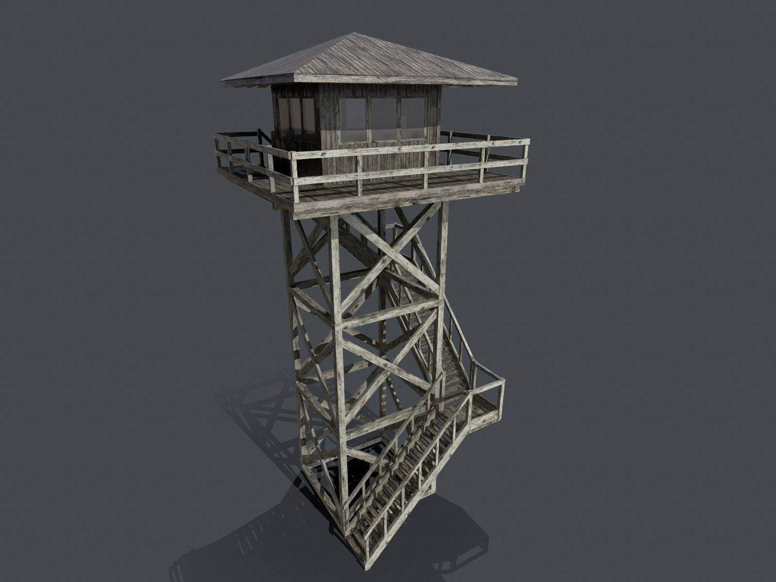Modular Fire lookout tower PBR Low-poly 3D model_11