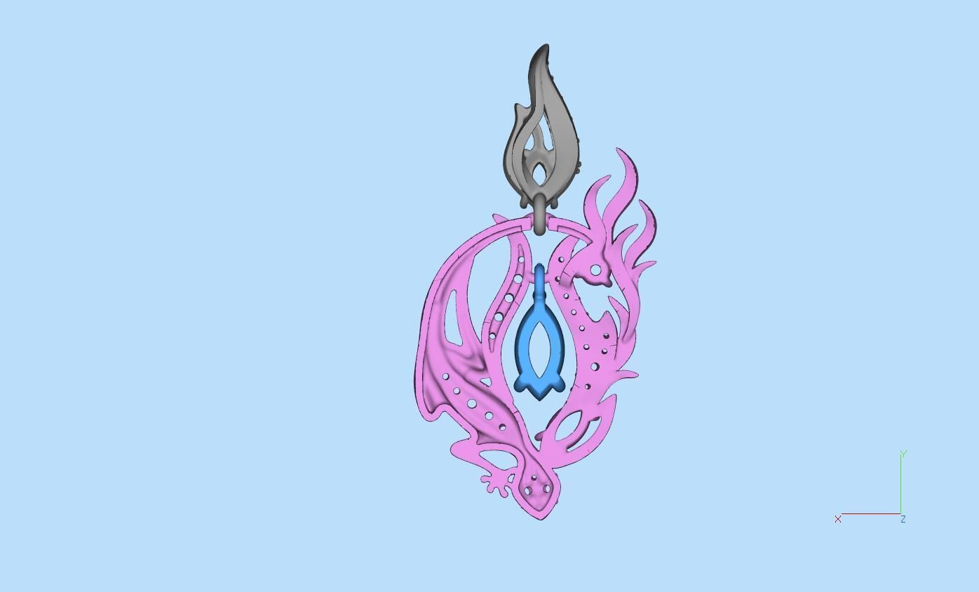 Salamander pendant 3D print model_8