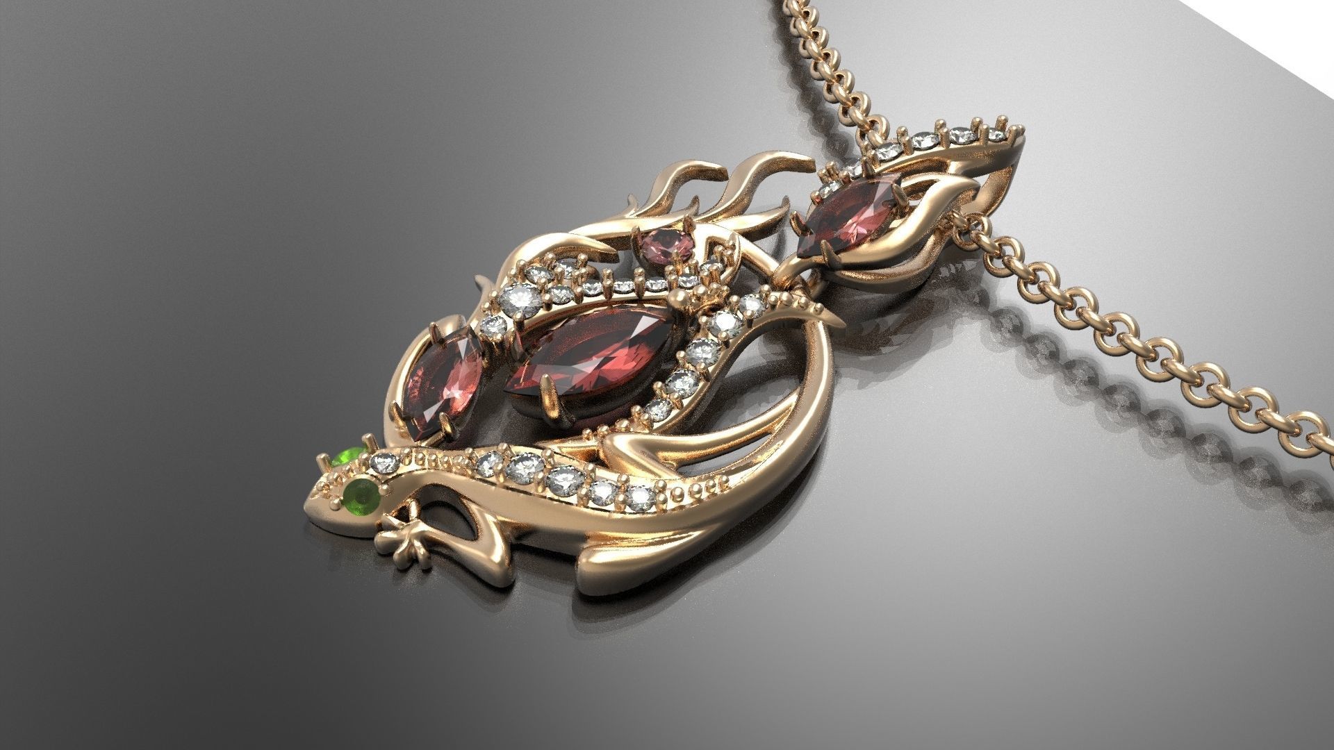 Salamander pendant 3D print model_2