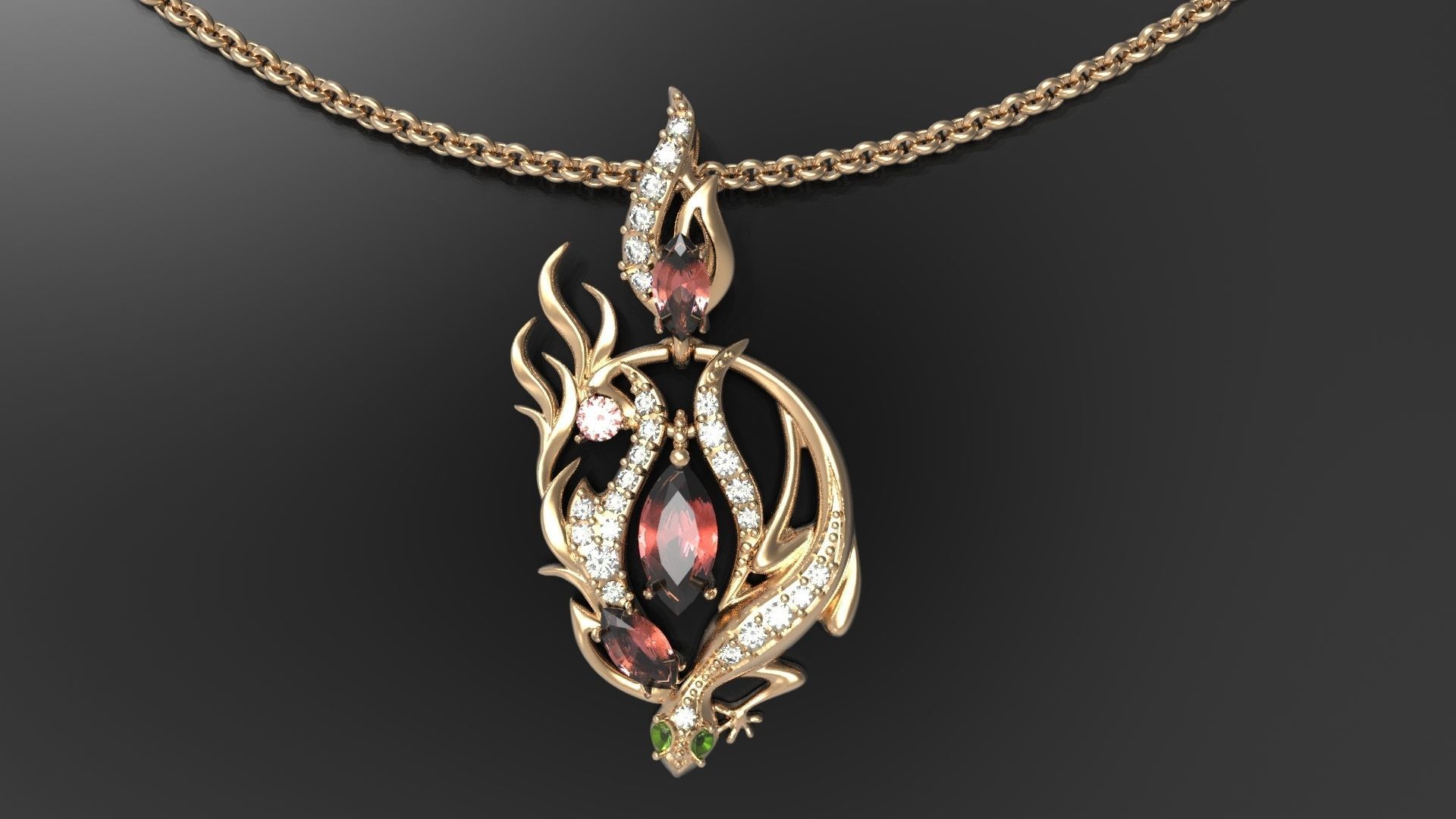 Salamander pendant 3D print model_0