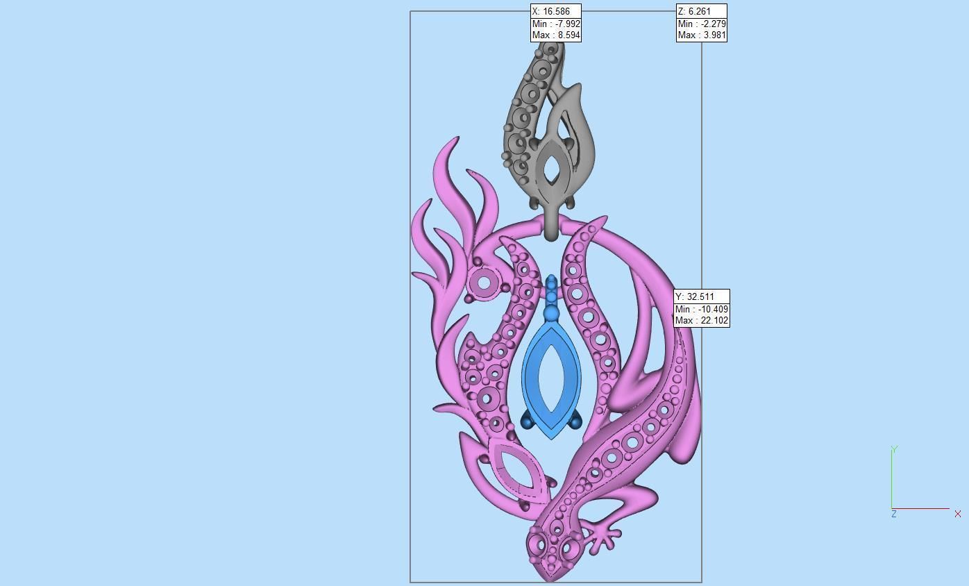 Salamander pendant 3D print model_4