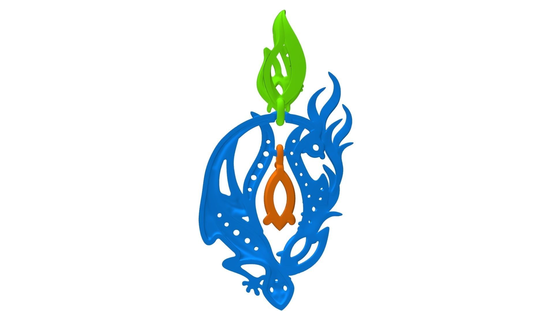 Salamander pendant 3D print model_26