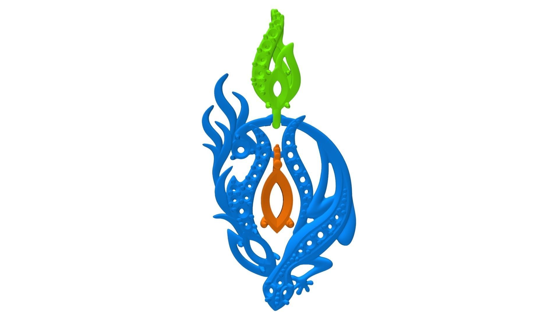 Salamander pendant 3D print model_36