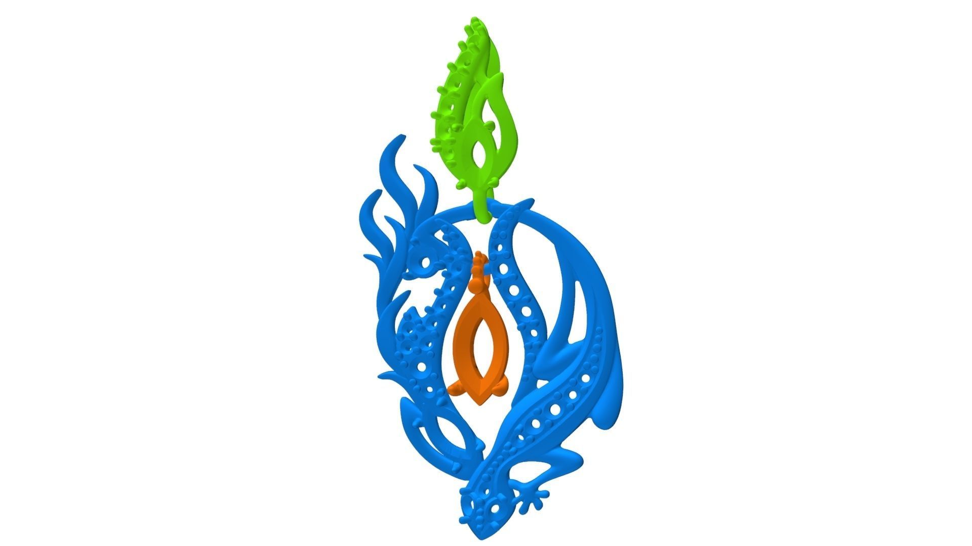 Salamander pendant 3D print model_38