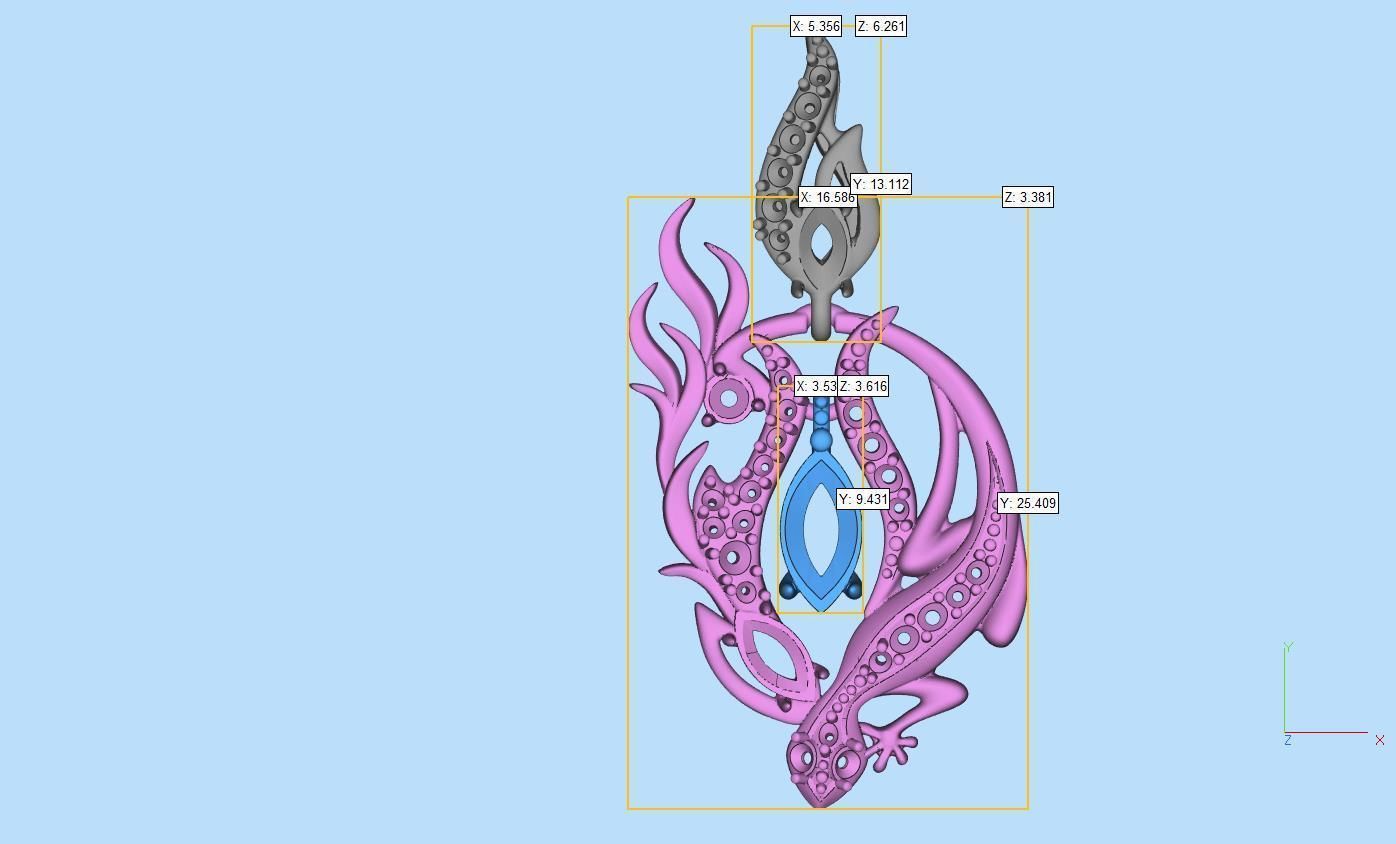Salamander pendant 3D print model_5