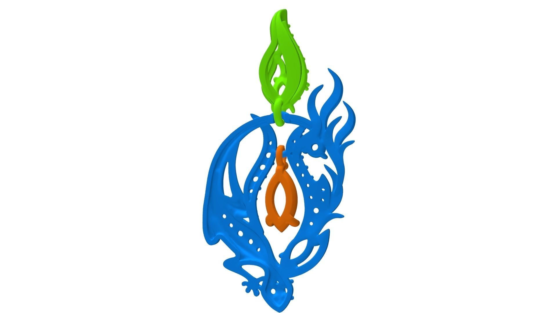 Salamander pendant 3D print model_27