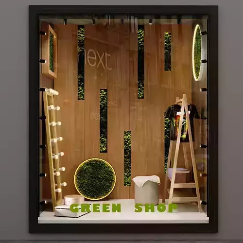 Green Shop Window 3D model