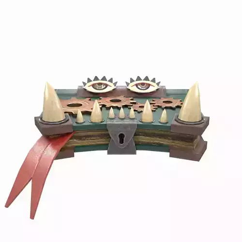 Toothy Book Under Lock Low-poly 3D model