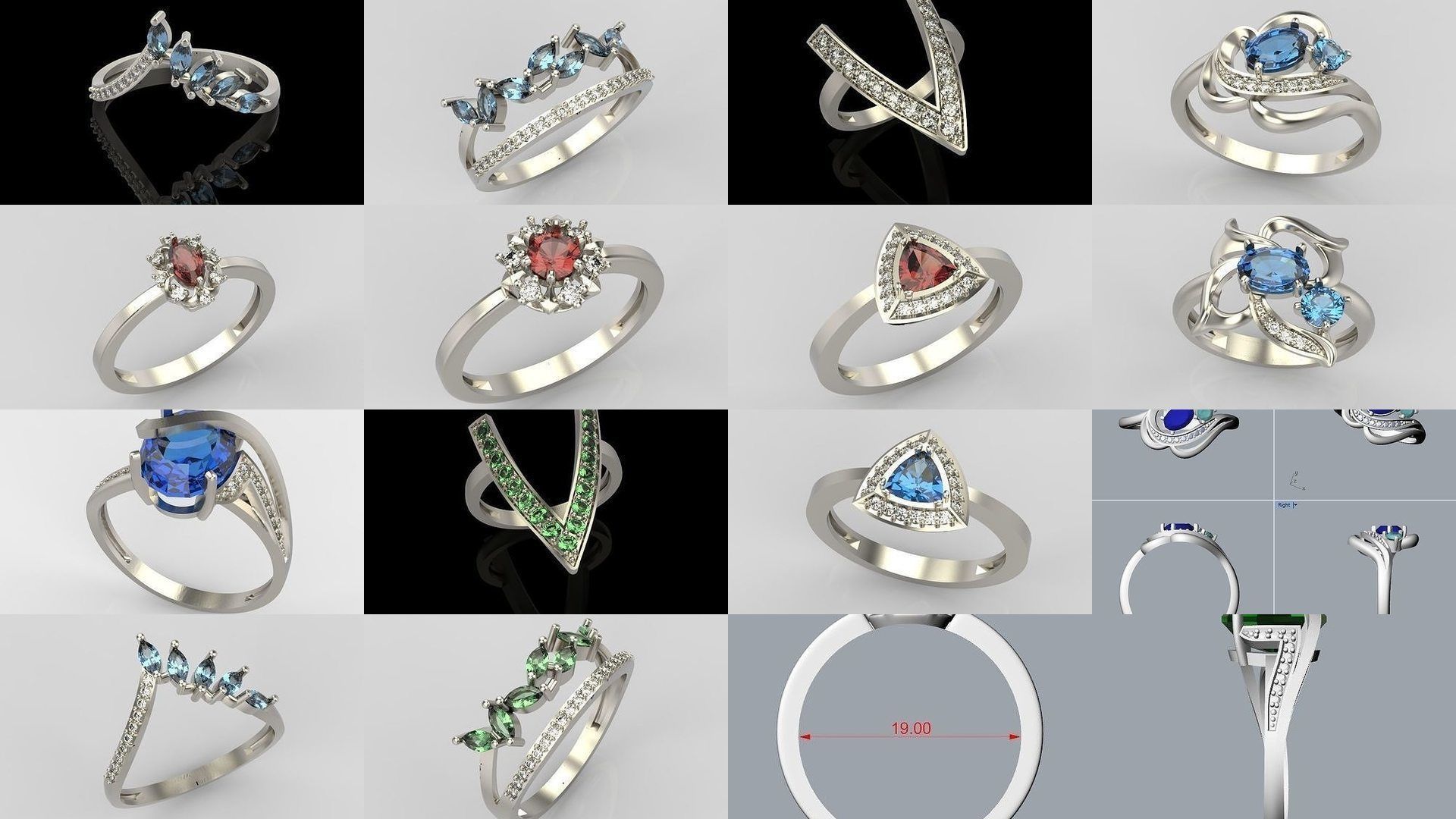 105 women  jewelry rings 3dm stl 3D print model 3D Model Collection_36