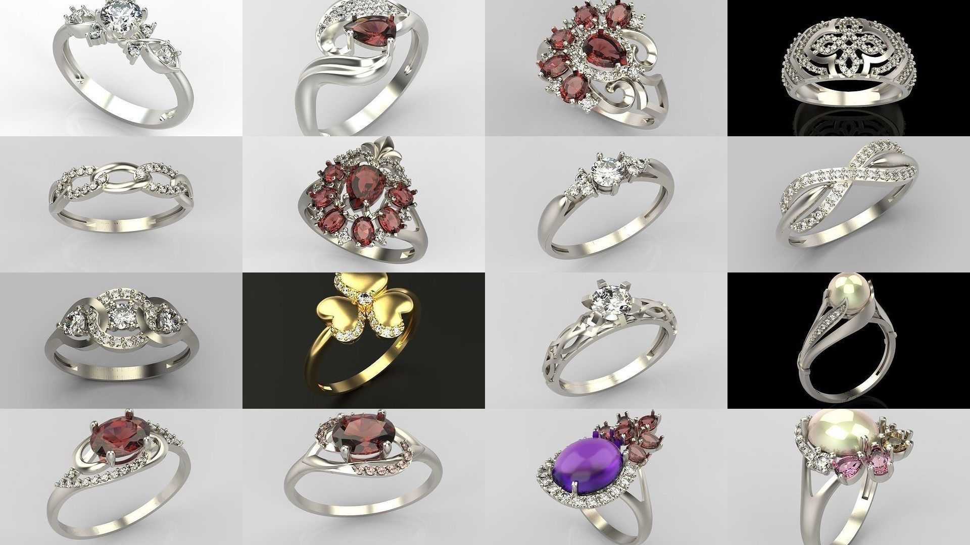 105 women  jewelry rings 3dm stl 3D print model 3D Model Collection_30