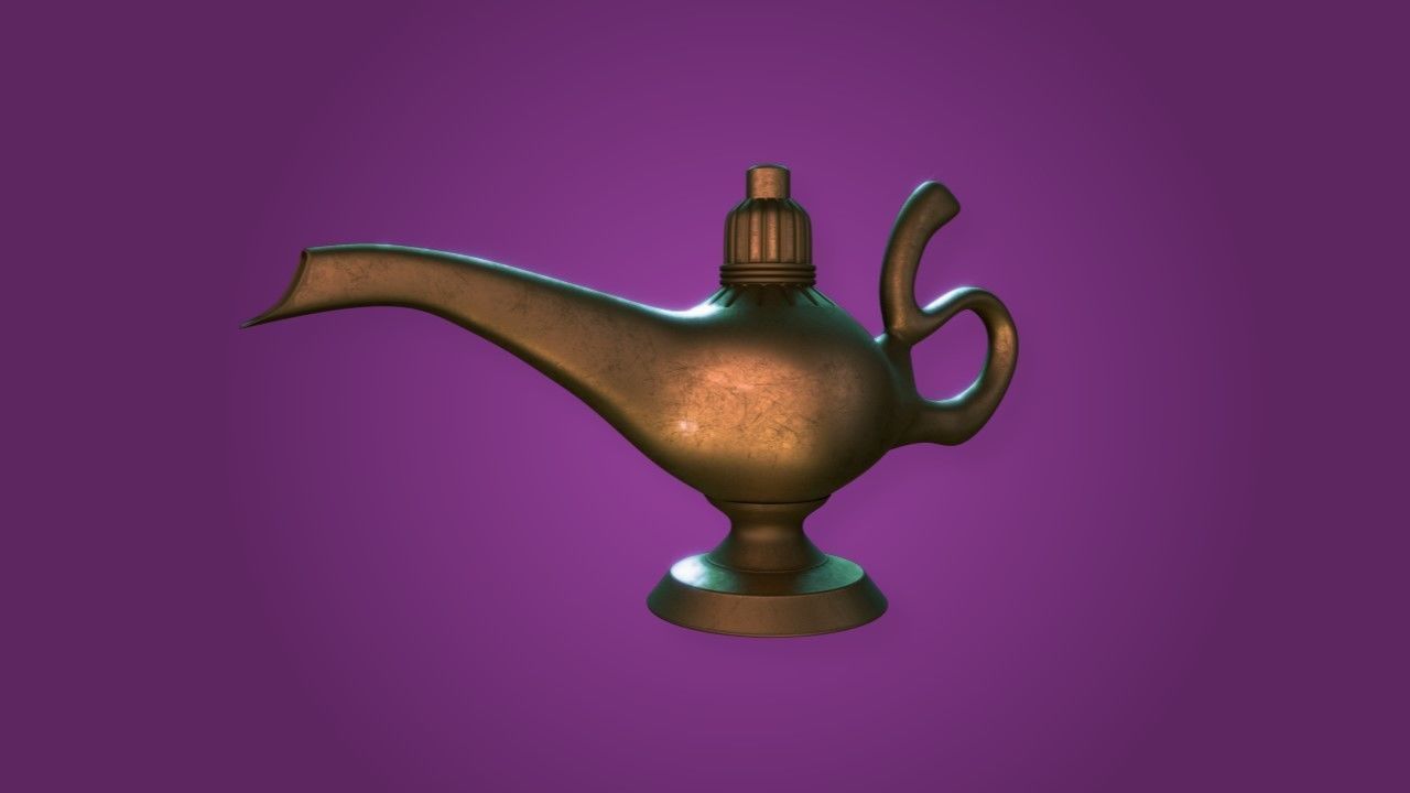 Aladdin Lamp Low poly PBR  Low-poly 3D model_3