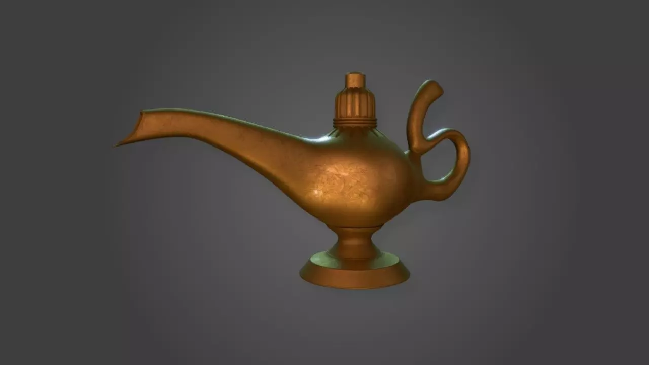 Aladdin Lamp Low poly PBR  Low-poly 3D model_0