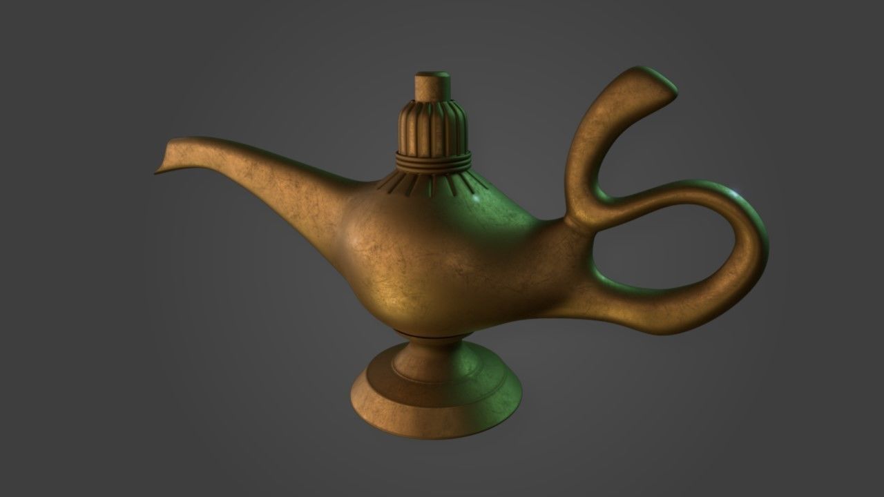 Aladdin Lamp Low poly PBR  Low-poly 3D model_2