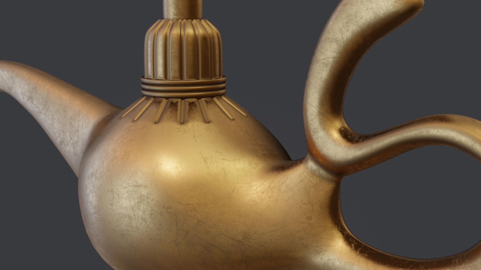 Aladdin Lamp Low poly PBR  Low-poly 3D model_1