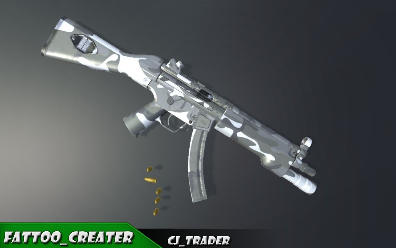 Military SMG-MP5 Riffle 3d model Low-poly 3D model_6