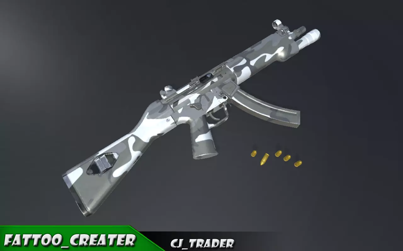 Military SMG-MP5 Riffle 3d model Low-poly 3D model_0