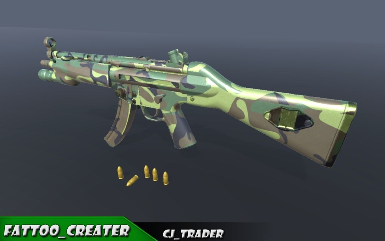 Military SMG-MP5 Riffle 3d model Low-poly 3D model_2