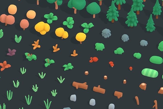 Nature Forest - Animation Assets Low-poly 3D model